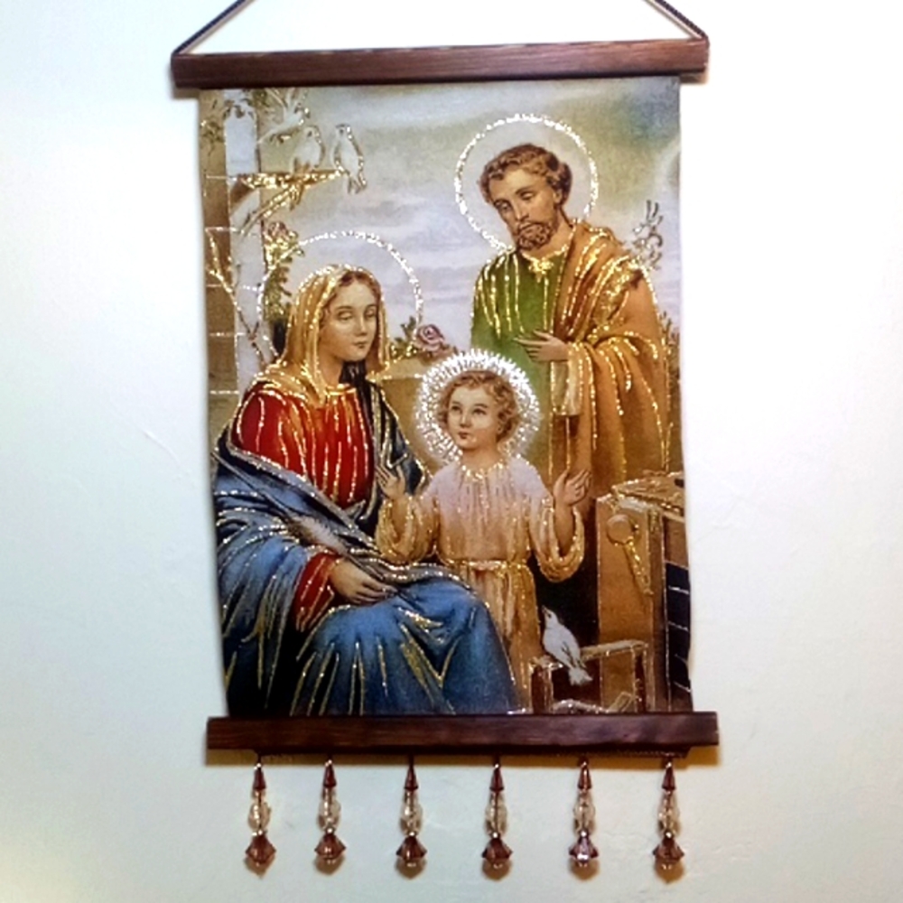 Mary, Joseph, and baby Jesus tapestry